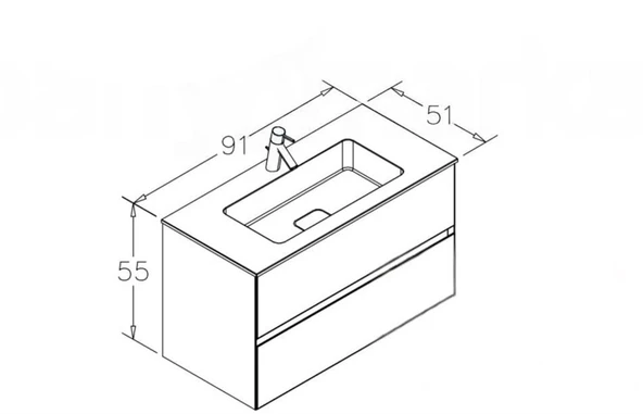 Orka Nest 91 cm Mat Gri Banyo Dolabı Alt Modül ve Lavabo - Resim 4