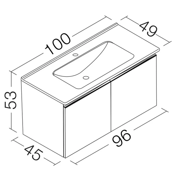 Orka Terme 100 cm Gri Banyo Dolabı Alt Modül ve Lavabo - 2