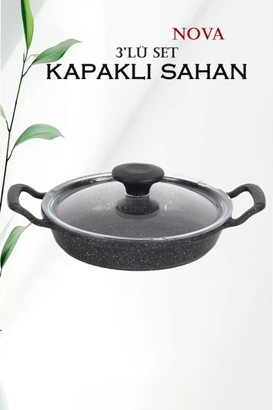 Cook kitchen Nova 3'lü Kapaklı Sahan Seti - 3