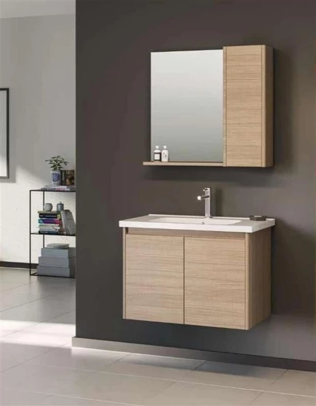 Orka Duden 80 cm Beyaz Kapaklı Banyo Dolabı Alt Modül ve Lavabo - 3