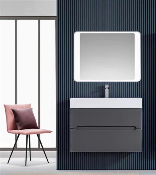 Orka Malta 80 cm Antrasit Banyo Dolabı Alt Modül ve Lavabo - Resim 2