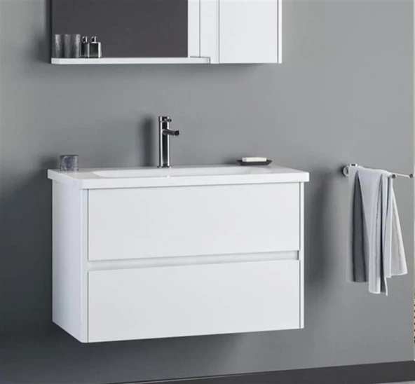 Orka Duden 80 cm Beyaz Banyo Dolabı Alt Modül ve Lavabo