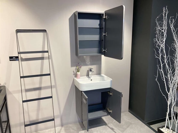 Orka Orbit 55 cm Gri Banyo Dolabı Alt Modül ve Lavabo - 3