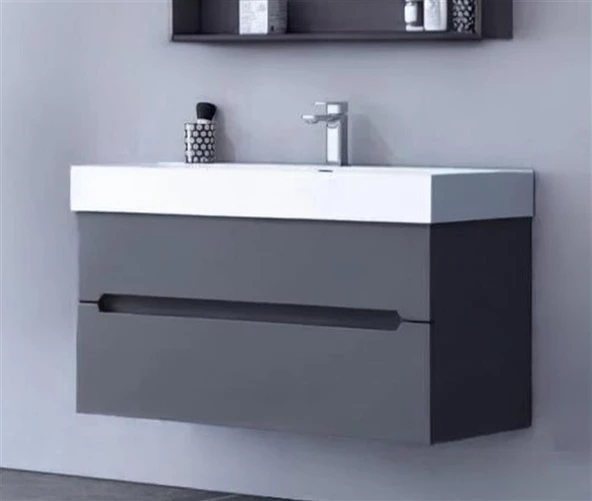 Orka Malta 100 cm Antrasit Banyo Dolabı Alt Modül ve Lavabo