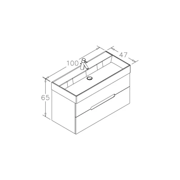 Orka Malta 100 cm Antrasit Banyo Dolabı Alt Modül ve Lavabo - 3