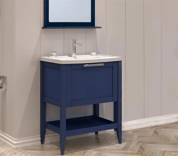 Orka Bastle 65 cm Lacivert Banyo Dolabı Alt Modül ve Lavabo