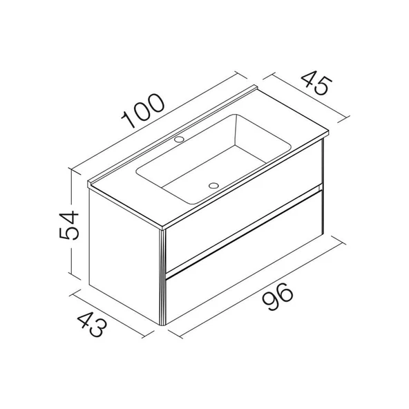 Orka Duden 100 cm Beyaz Banyo Dolabı Alt Modül ve Lavabo - 4