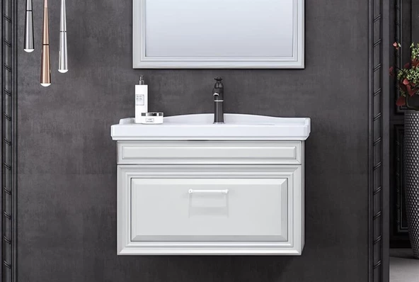 Orka Design 85 cm Beyaz Banyo Dolabı Alt Modül ve Lavabo