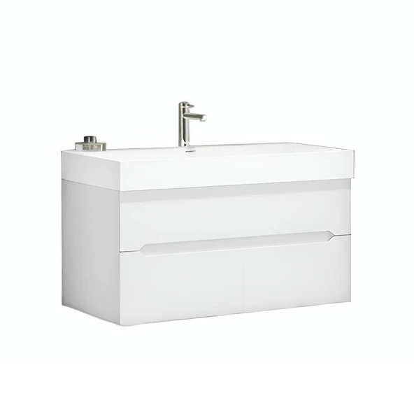 Orka Malta 100 cm Beyaz Banyo Dolabı Alt Modül ve Lavabo - Resim 2