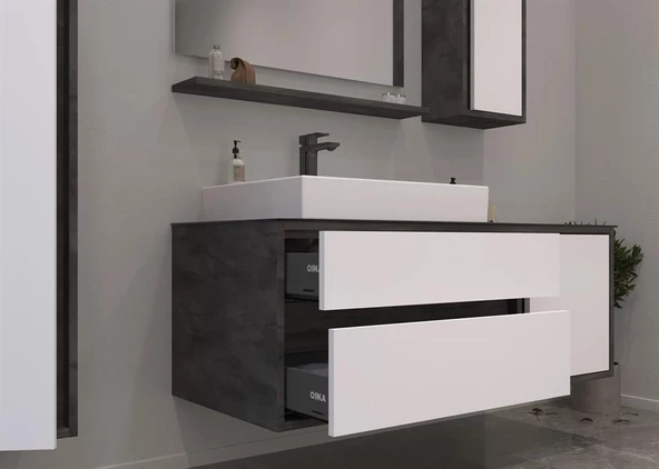 Orka Verona 120 cm İrony Banyo Dolabı Alt Modül ve Lavabo - Resim 2