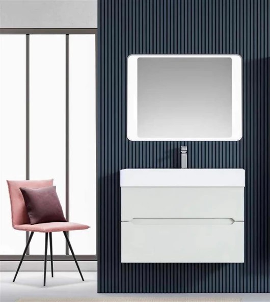 Orka Malta 80 cm Beyaz Banyo Dolabı Alt Modül ve Lavabo - Resim 2