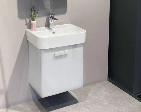 Orka Orbit 55 cm Beyaz Banyo Dolabı Alt Modül ve Lavabo