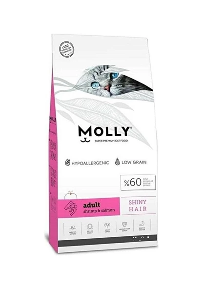 Molly Hipoalerjenik Karidesli ve Somonlu Yetişkin Kedi Kuru Maması 15 KG