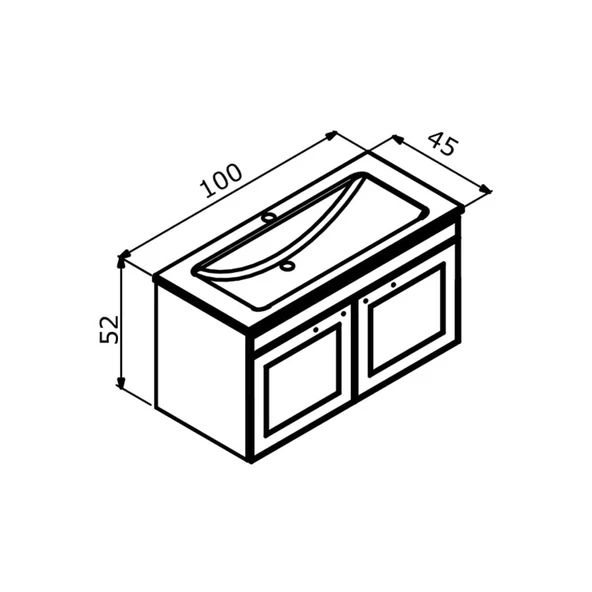 Orka Limpo 100 cm Antrasit Kapaklı Dolabı Alt Modül ve Lavabo - Resim 3