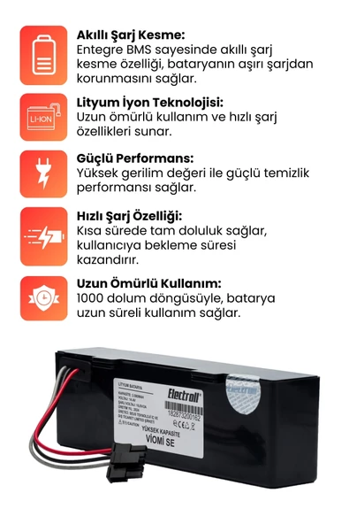 Viomi Se Uyumlu Batarya (YÜKSEK KAPASİTE) 3500mah Pil Robot Süpürge Batarya Değişimi - 2