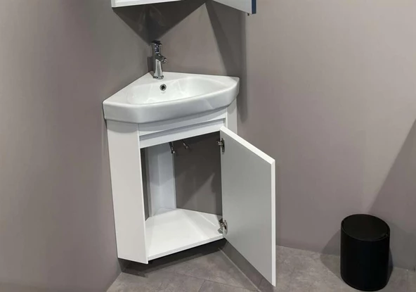 Orka Zag 45 cm Mat Beyaz Banyo Dolabı Alt Modül ve Lavabo
