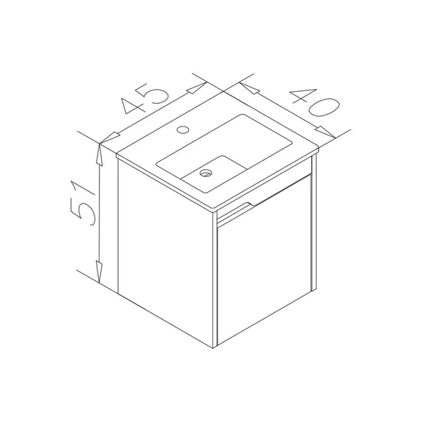 Orka Brick 45 cm Tesbih Ceviz Banyo Dolabı Alt Modül ve Lavabo - 3