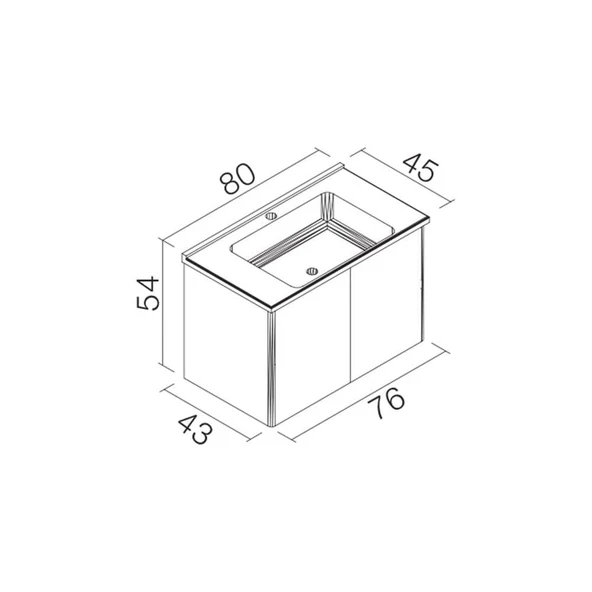 Orka Duden 80 cm Beyaz Kapaklı Banyo Dolabı Alt Modül ve Lavabo - 4