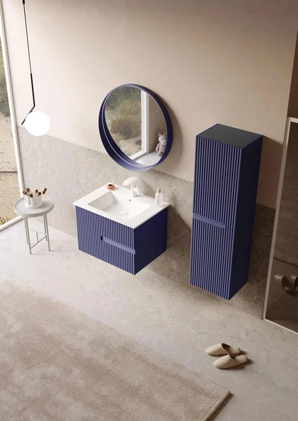Orka Moonlight 70 cm Lacivert Banyo Dolabı Alt Modül ve Lavabo - 4