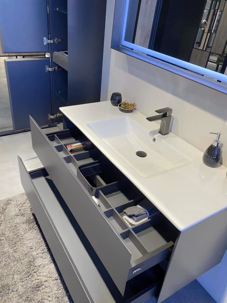 Orka Nest 121 cm Mat Gri Banyo Dolabı Alt Modül ve Lavabo - 2