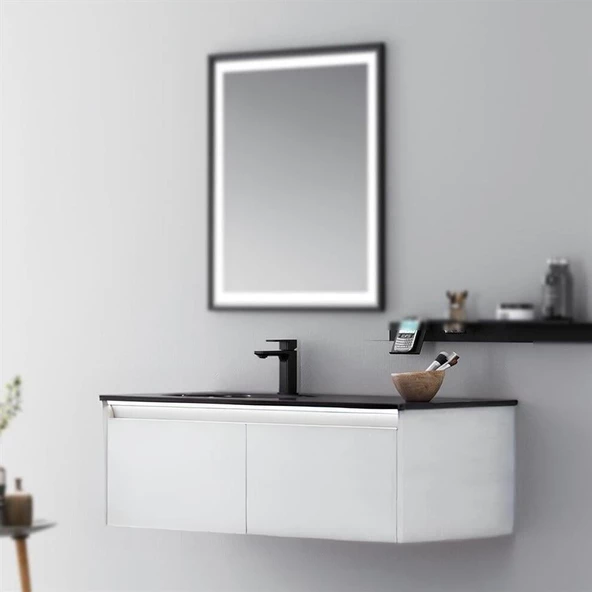 Orka Lisbon 110 cm Mat Beyaz Banyo Dolabı Takımı ürün görseli