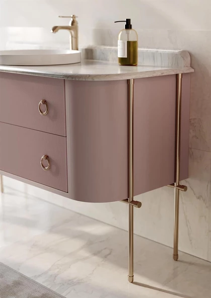 Orka Felice 140 cm Pudra Banyo Dolabı Alt Modül ve Lavabo - 4