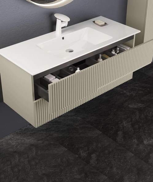 Orka Moonlight 90 cm Vizon Banyo Dolabı Alt Modül ve Lavabo - Resim 3