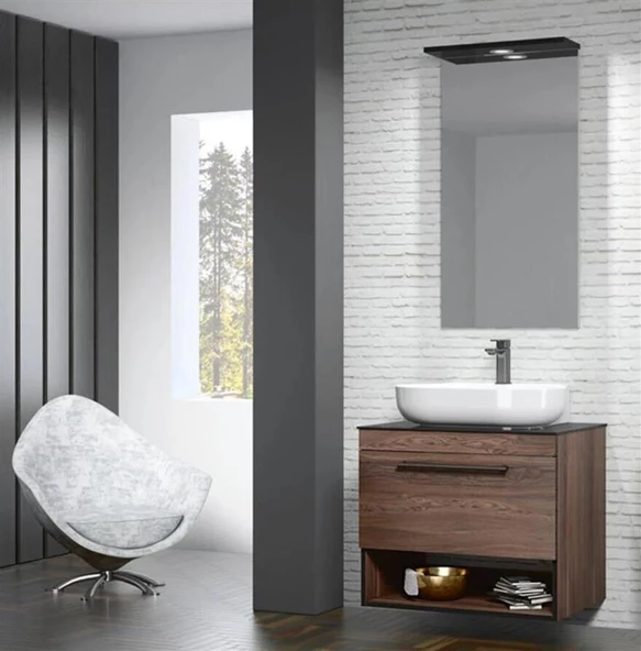 Orka Knidos 70 cm Navaro Ledli Ayna Banyo Dolabı Takımı