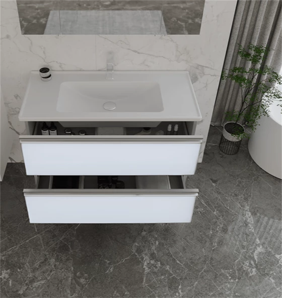 Orka Terme 100 cm Beyaz Çekmeceli Banyo Dolabı Alt Modül ve Lavabo