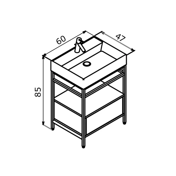 Orka Vegas 60 cm Beyaz Banyo Dolabı Alt Modül ve Lavabo - Resim 3