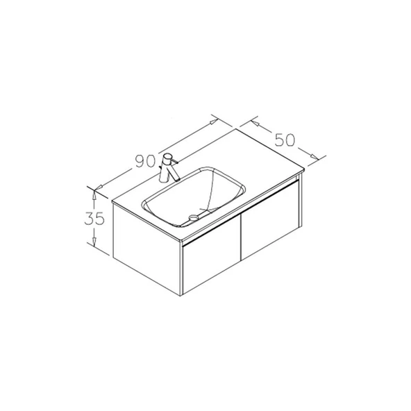 Orka Lisbon 90 cm Gri Banyo Dolabı Alt Modül ve Lavabo - Resim 3