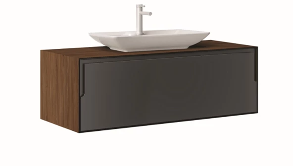 Orka Craft 120 cm Beyaz Antrasit Banyo Dolabı Alt Modül ve Lavabo - 4