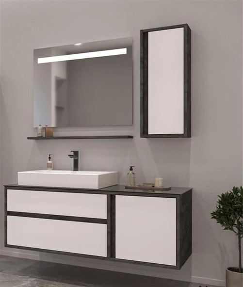 Orka Verona 120 cm İrony Banyo Dolabı Alt Modül ve Lavabo - Resim 4