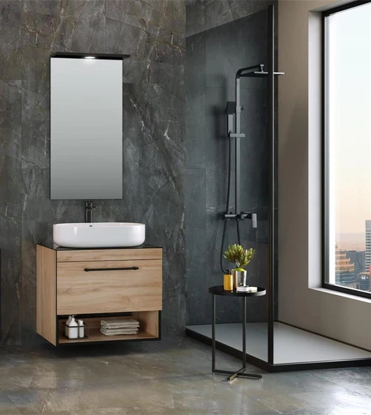 Orka Knidos 70 cm Legnona Ledli Ayna Banyo Dolabı Takımı