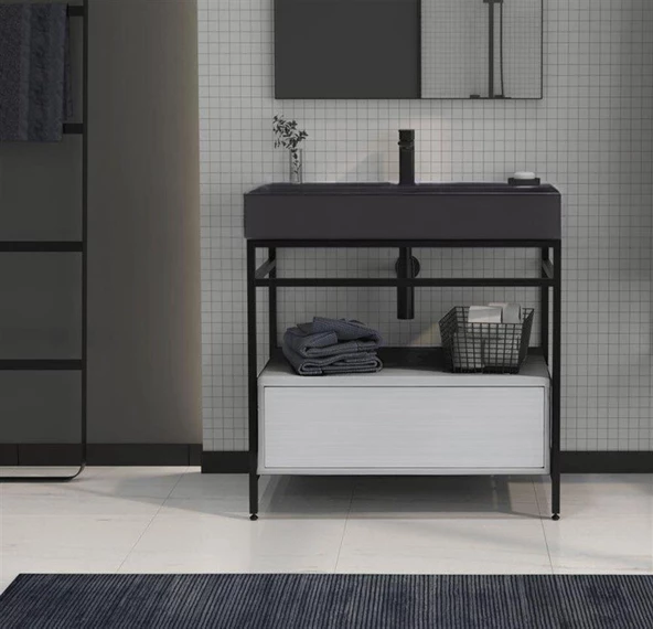 Orka Vegas 80 cm Beyaz Banyo Dolabı Alt Modül ve Lavabo ürün görseli