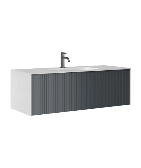 Orka Cube 120 cm Antrasit Banyo Dolabı Alt Modül ve Lavabo - 2