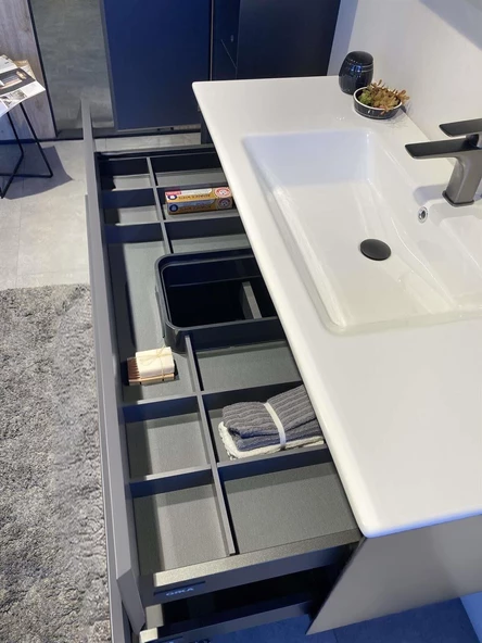 Orka Nest 120 cm Mat Gri  Banyo Dolabı Takımı - 5