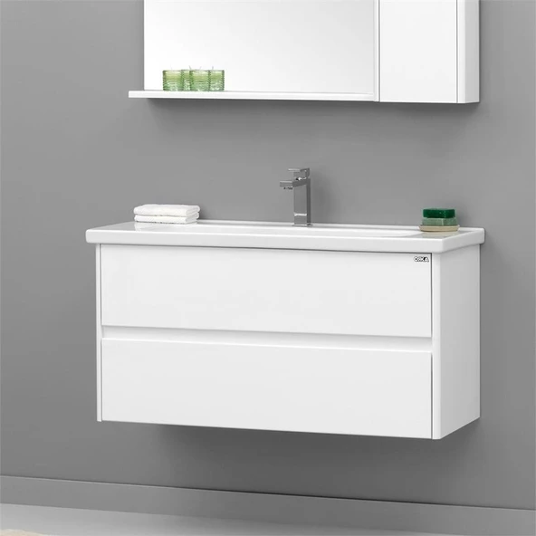 Orka Düden 100 cm Beyaz Banyo Dolabı Takımı - 3