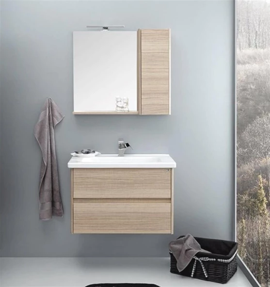 Orka Düden 80 cm Meşe Banyo Dolabı Takımı