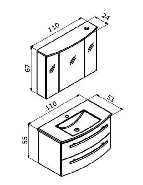 Orka Urla 110 cm Parlak Antrasit Banyo Dolabı Takımı - Resim 3