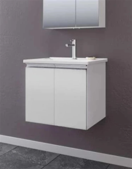 Orka Terme 60 cm Beyaz Kapaklı Banyo Dolabı Takımı - Resim 2