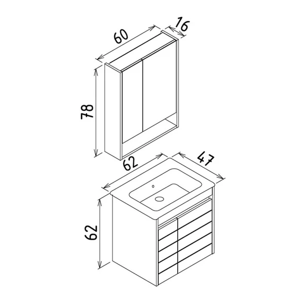Orka Ricato 60 cm Kiraz Banyo Dolabı Takımı - Resim 3
