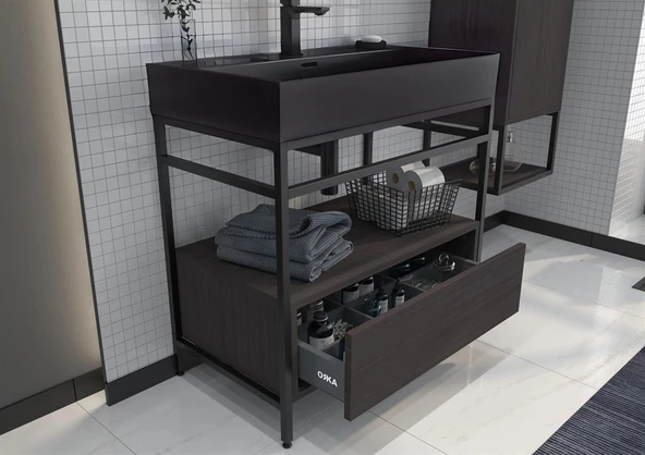 Orka Vegas 80 cm Antrasit Banyo Dolabı Takımı - 3