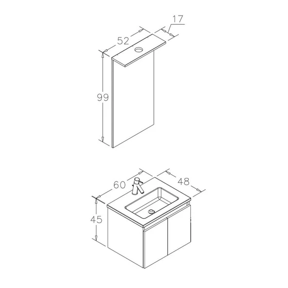 Orka Sidney 60 cm Gümüş Banyo Dolabı Takımı - 4