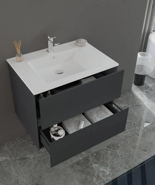 Orka Nest 70 cm Mat Antrasit  Banyo Dolabı Takımı - 3