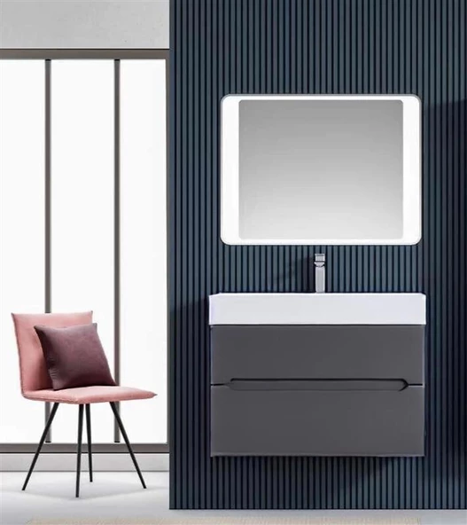 Orka Malta 80 cm Mat Antrasit Banyo Dolabı Takımı ürün görseli