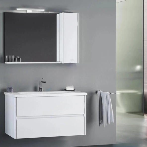 Orka Düden 100 cm Beyaz Banyo Dolabı Takımı