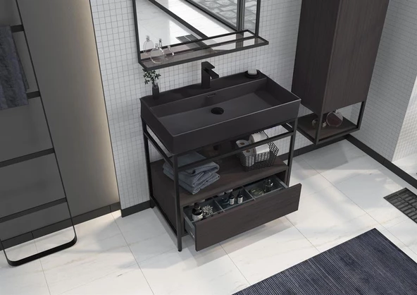 Orka Vegas 80 cm Antrasit Banyo Dolabı Takımı - 2