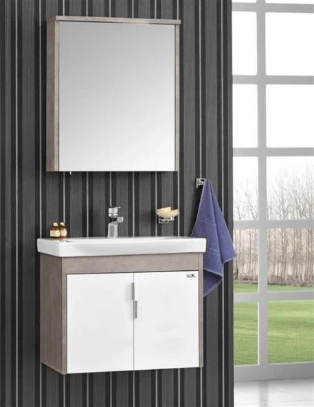 Orka Luna 65 cm Gri Banyo Dolabı Takımı