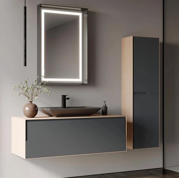 Orka Craft 120 cm Meşe Banyo Dolabı Takımı - Resim 2